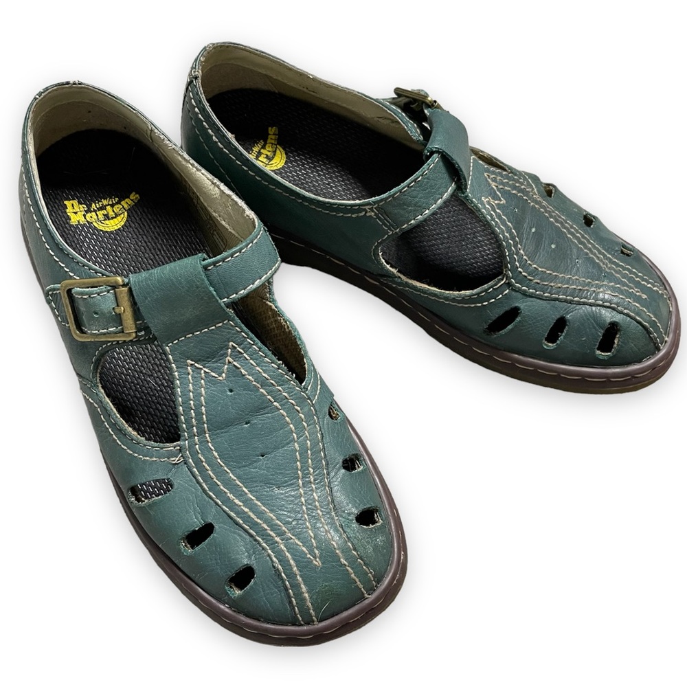 Dr. Martens Cesca Mary Jane strap loafer shoes peacock green size 7 t bar